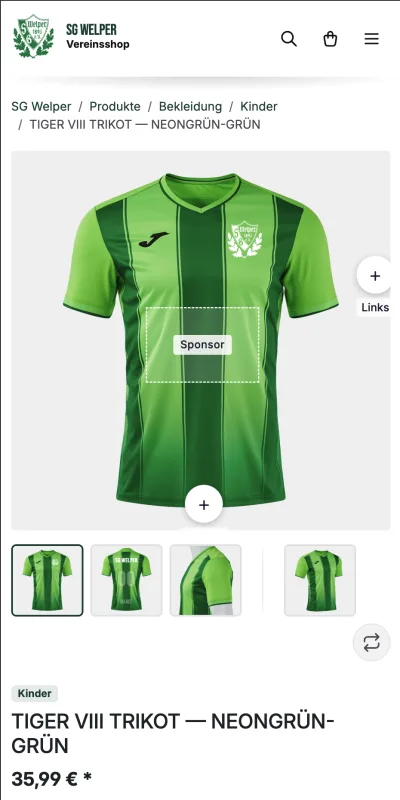 Vereinsshop SG Welper — Produktseite mobil